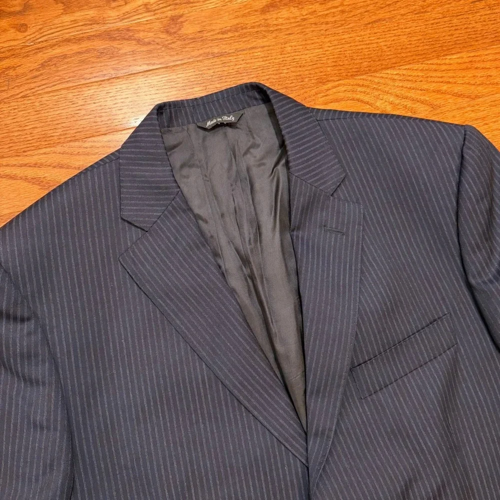 Ermenegildo Zegna Traveller Navy Pinstripe Wool Silk Blazer 40R Italy Mobster